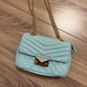 Mario Valentino turquoise quilted flap bag
